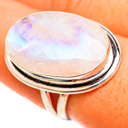 Rainbow Moonstone Rings handcrafted by Ana Silver Co - RING110551