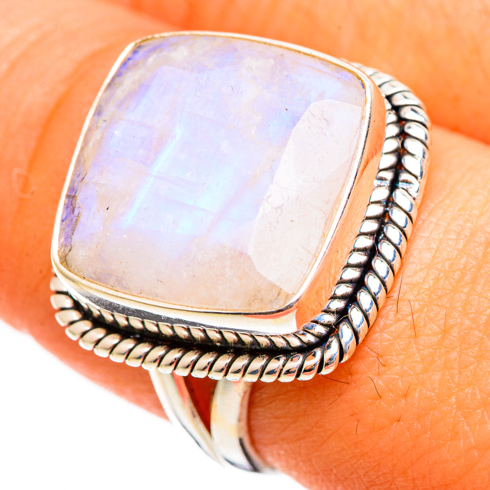 Rainbow Moonstone Rings handcrafted by Ana Silver Co - RING110552