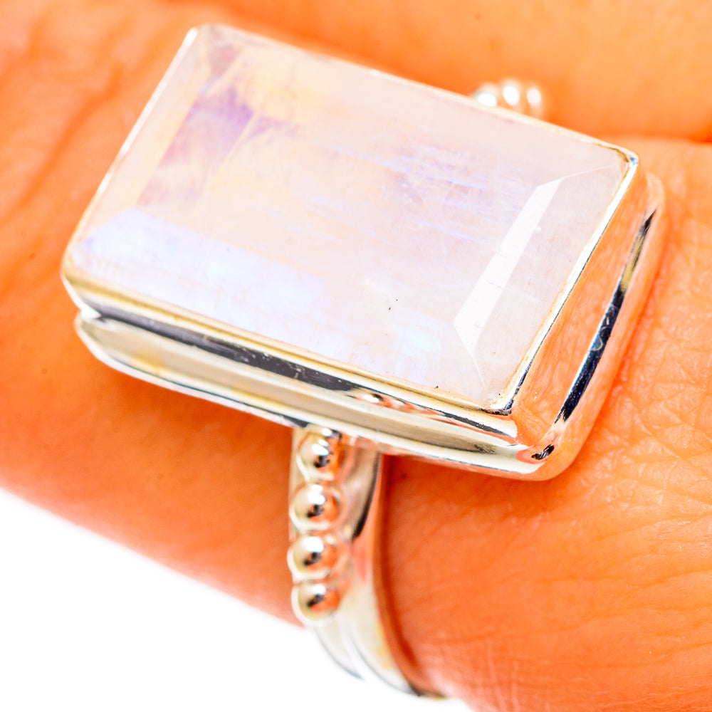 Rainbow Moonstone Rings handcrafted by Ana Silver Co - RING110555
