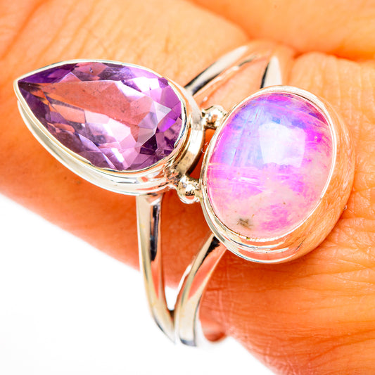 Pink Moonstone Rings handcrafted by Ana Silver Co - RING110556