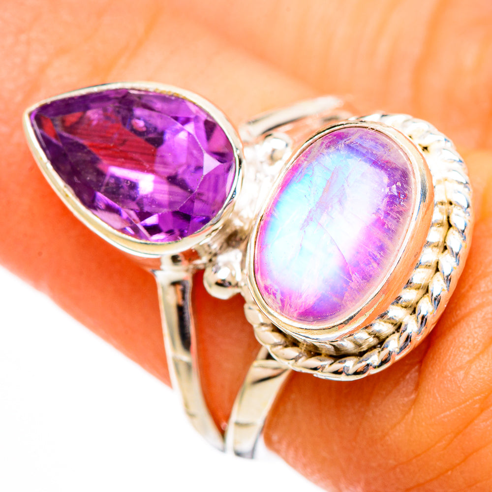 Pink Moonstone Rings handcrafted by Ana Silver Co - RING110559