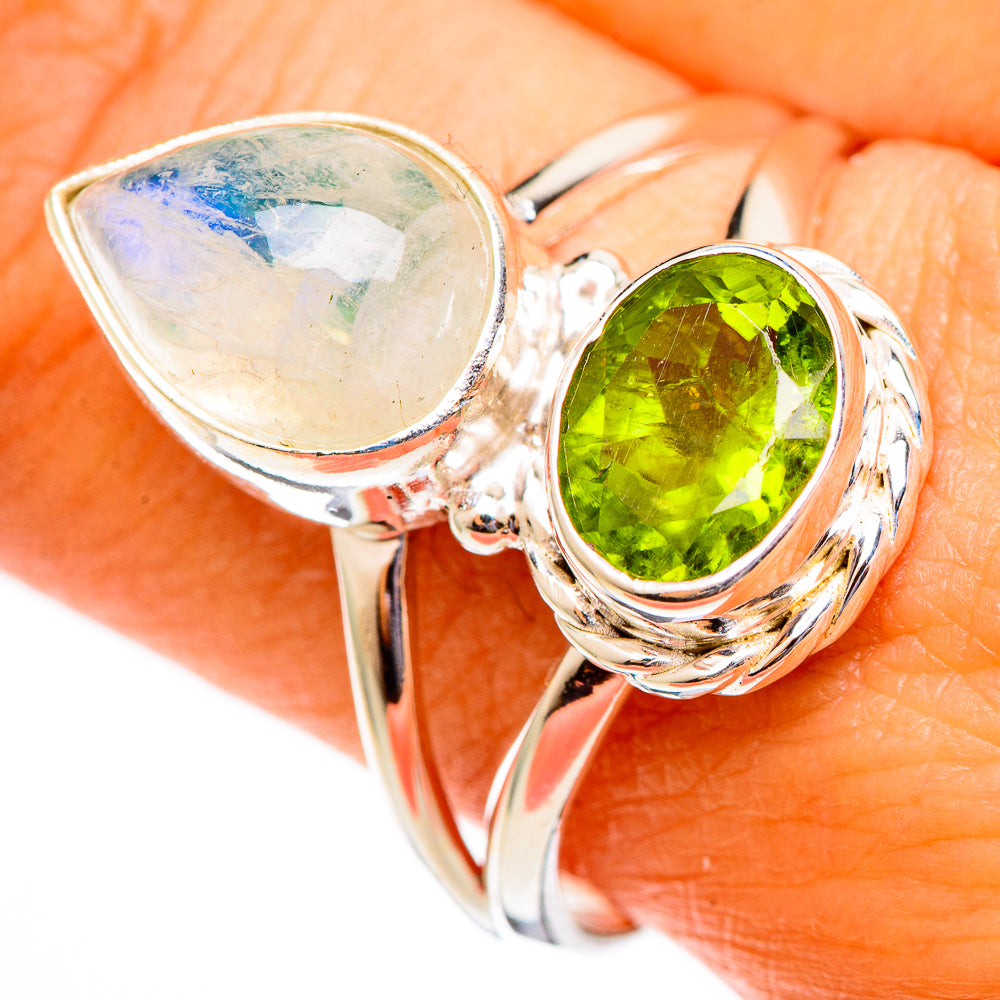 Rainbow Moonstone Rings handcrafted by Ana Silver Co - RING110566