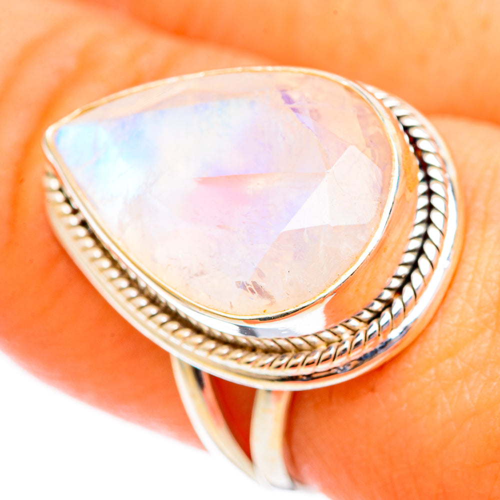 Rainbow Moonstone Rings handcrafted by Ana Silver Co - RING110578