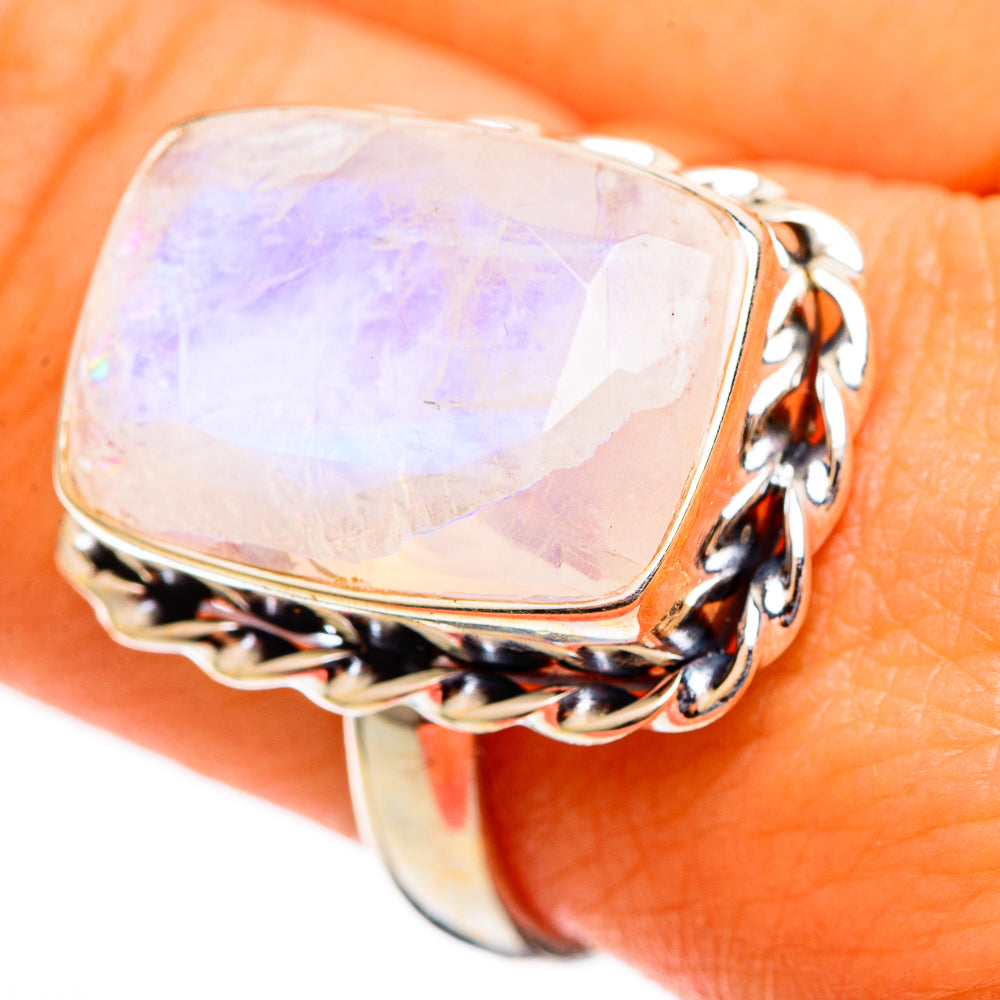 Rainbow Moonstone Rings handcrafted by Ana Silver Co - RING110579