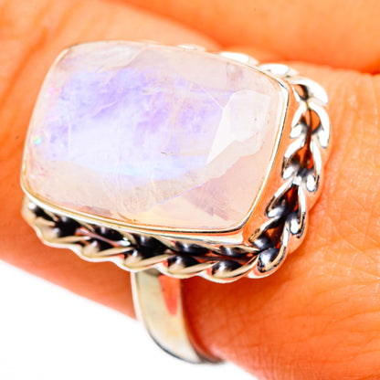 Rainbow Moonstone Rings handcrafted by Ana Silver Co - RING110579