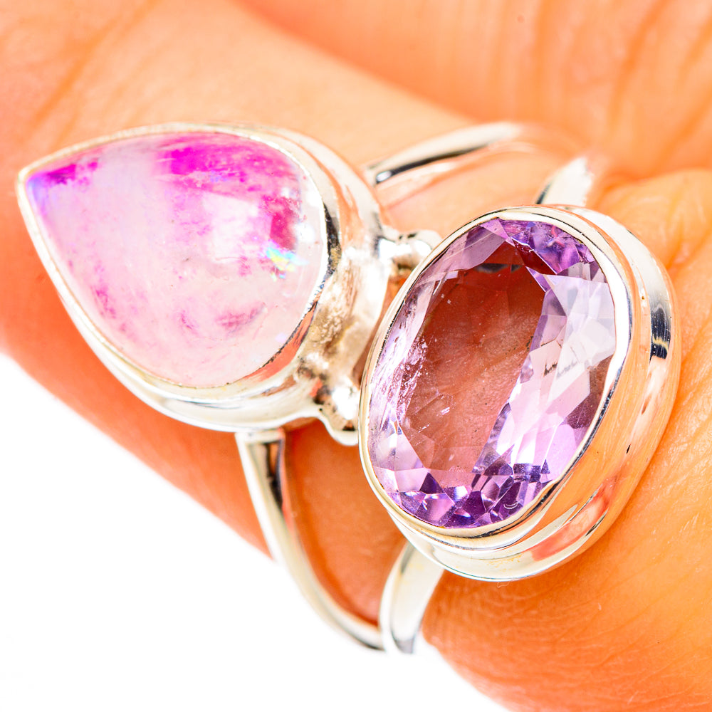 Pink Moonstone Rings handcrafted by Ana Silver Co - RING110582