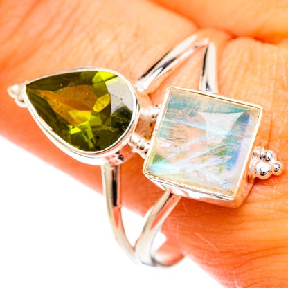 Rainbow Moonstone Rings handcrafted by Ana Silver Co - RING110591