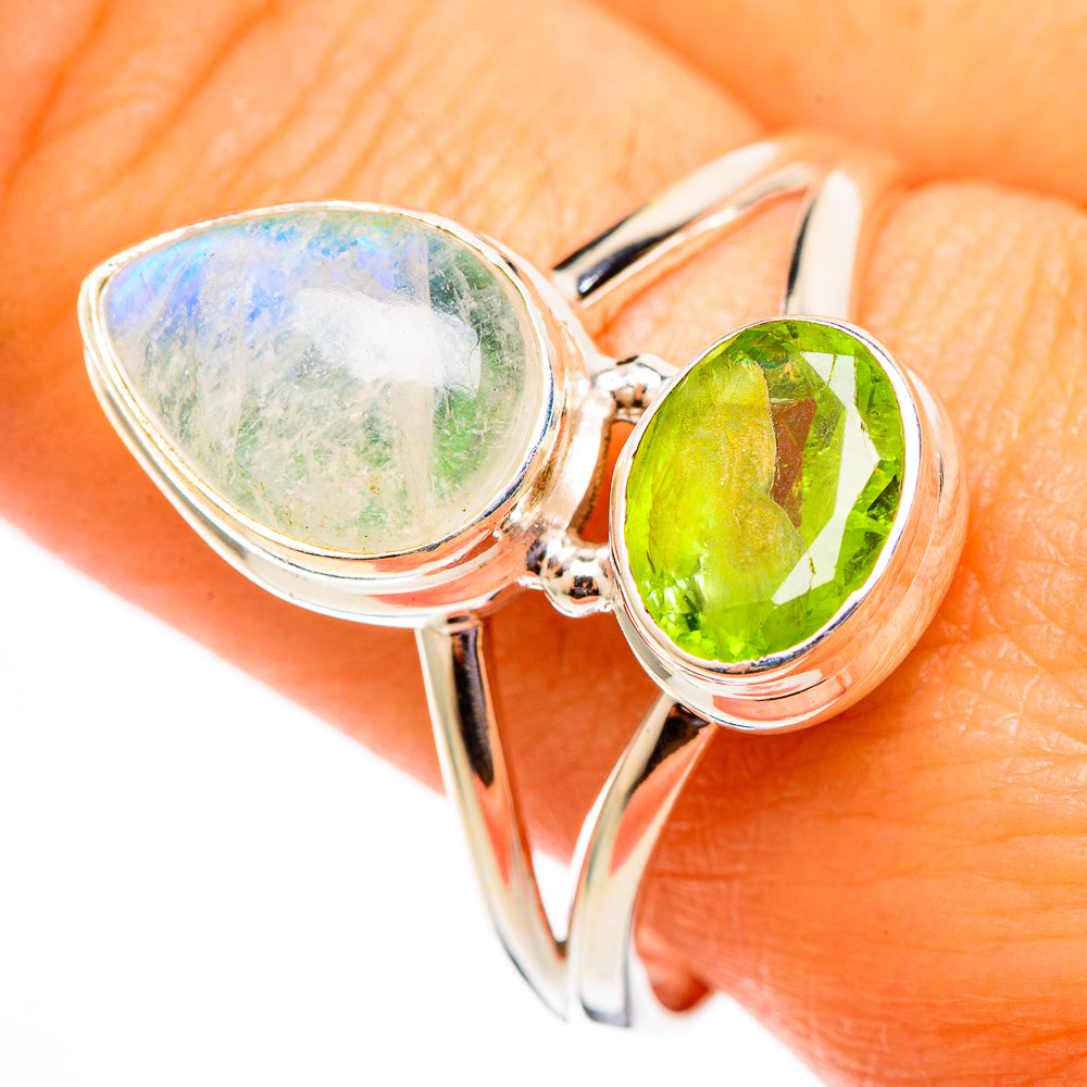 Rainbow Moonstone Rings handcrafted by Ana Silver Co - RING110593