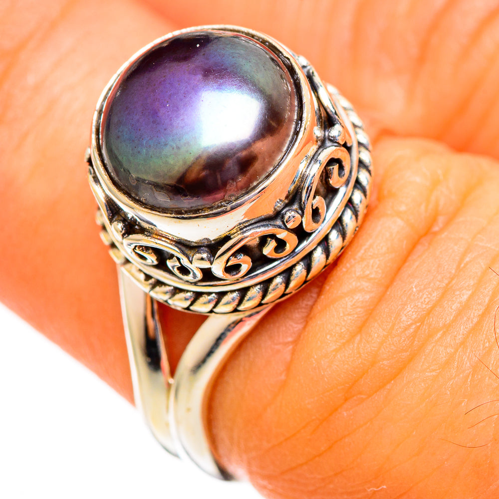 Titanium Pearl Rings handcrafted by Ana Silver Co - RING110596