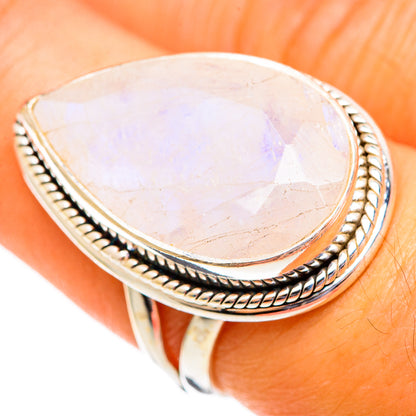 Rainbow Moonstone Rings handcrafted by Ana Silver Co - RING110607