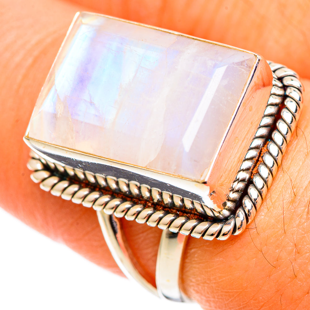 Rainbow Moonstone Rings handcrafted by Ana Silver Co - RING110608