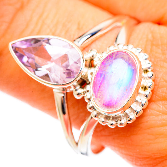 Pink Moonstone Rings handcrafted by Ana Silver Co - RING110609