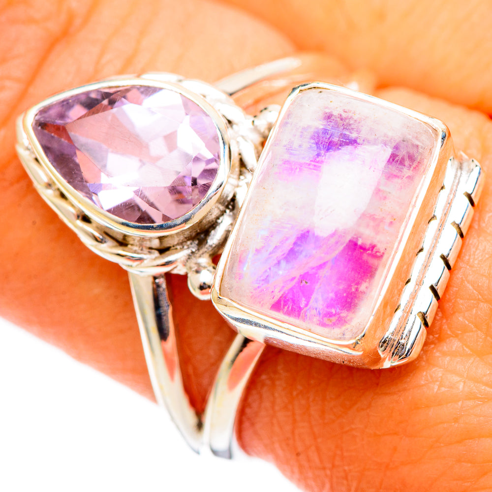 Pink Moonstone Rings handcrafted by Ana Silver Co - RING110611