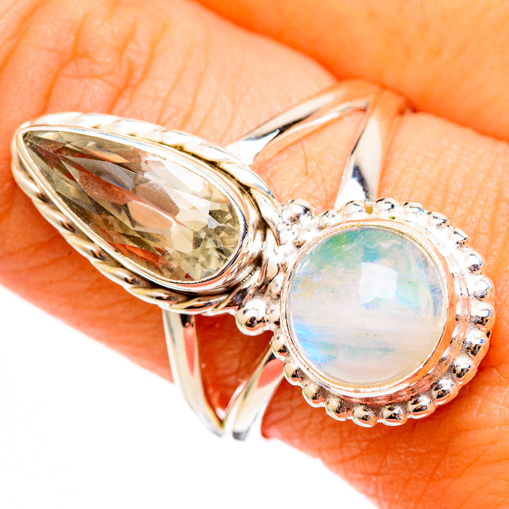 Green Moonstone Rings handcrafted by Ana Silver Co - RING110619