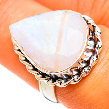 Rainbow Moonstone Rings handcrafted by Ana Silver Co - RING110634