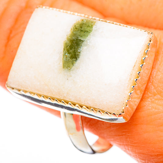 Green Tourmaline In Quartz Rings handcrafted by Ana Silver Co - RING110690