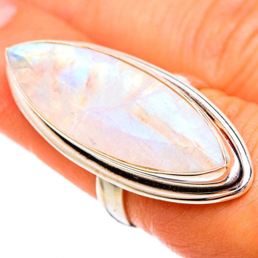 Rainbow Moonstone Rings handcrafted by Ana Silver Co - RING110693