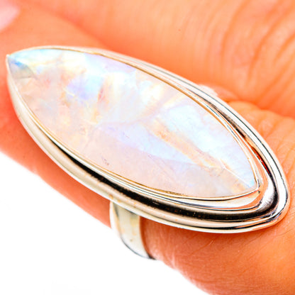 Rainbow Moonstone Rings handcrafted by Ana Silver Co - RING110693