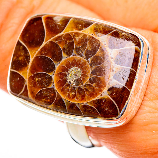 Ammonite Fossil Rings handcrafted by Ana Silver Co - RING110712