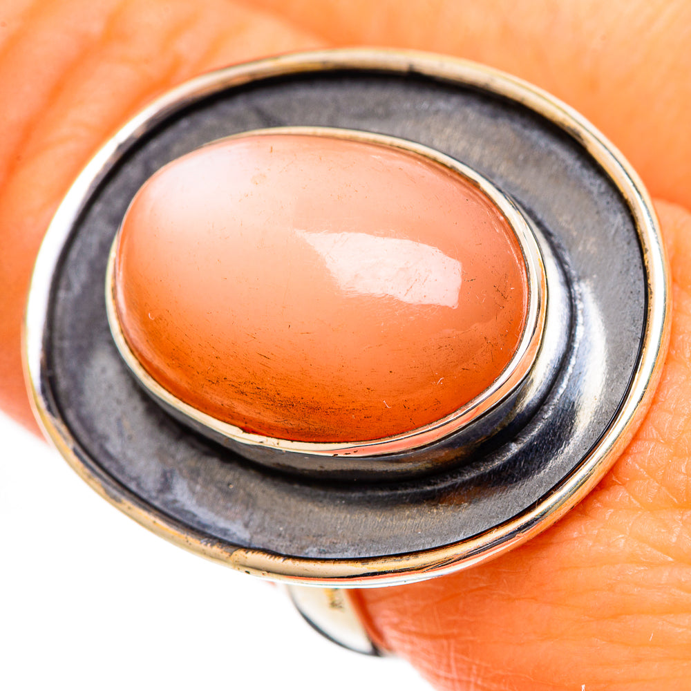 Peach Moonstone Rings handcrafted by Ana Silver Co - RING110720