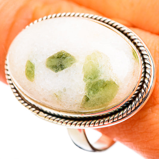 Green Tourmaline In Quartz Rings handcrafted by Ana Silver Co - RING110737