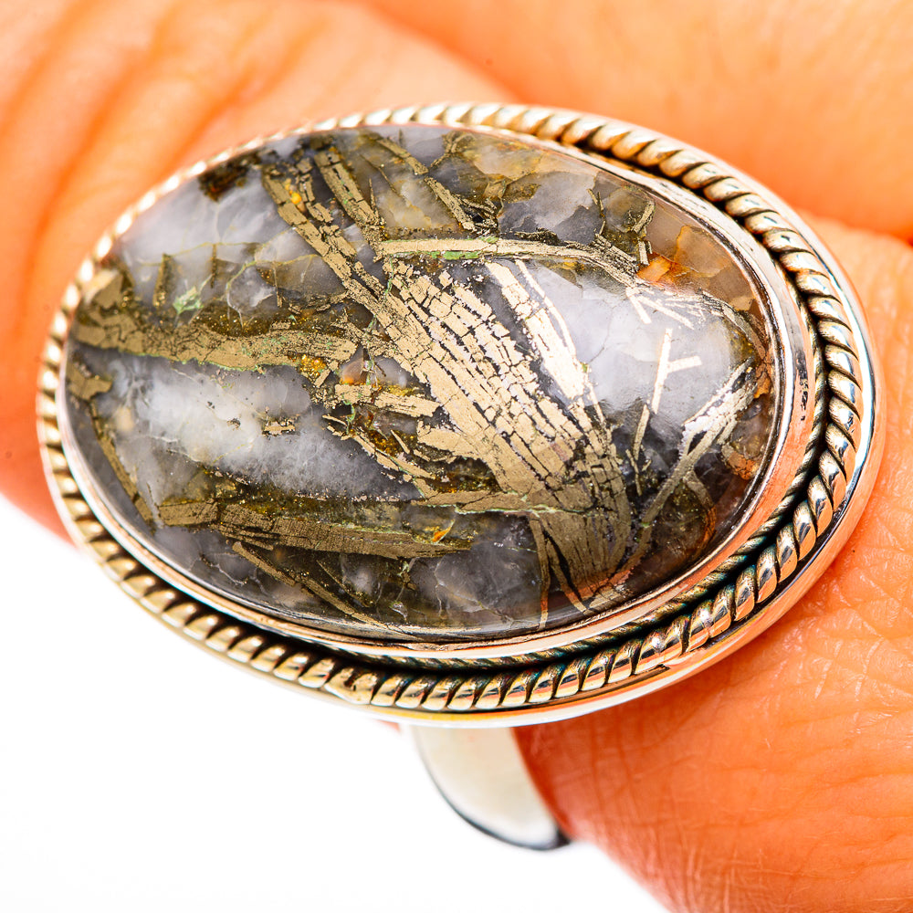 Pyrite Agate Rings handcrafted by Ana Silver Co - RING110749