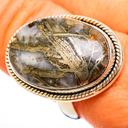 Pyrite Agate Rings handcrafted by Ana Silver Co - RING110749