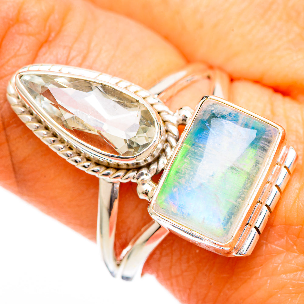 Green Moonstone Rings handcrafted by Ana Silver Co - RING110756