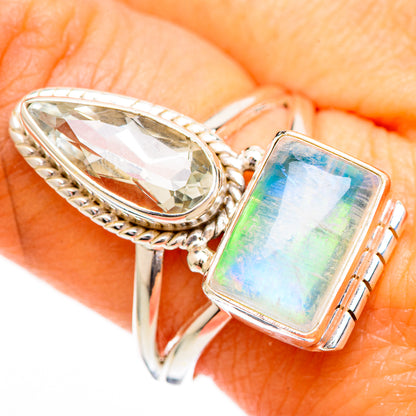 Green Moonstone Rings handcrafted by Ana Silver Co - RING110756