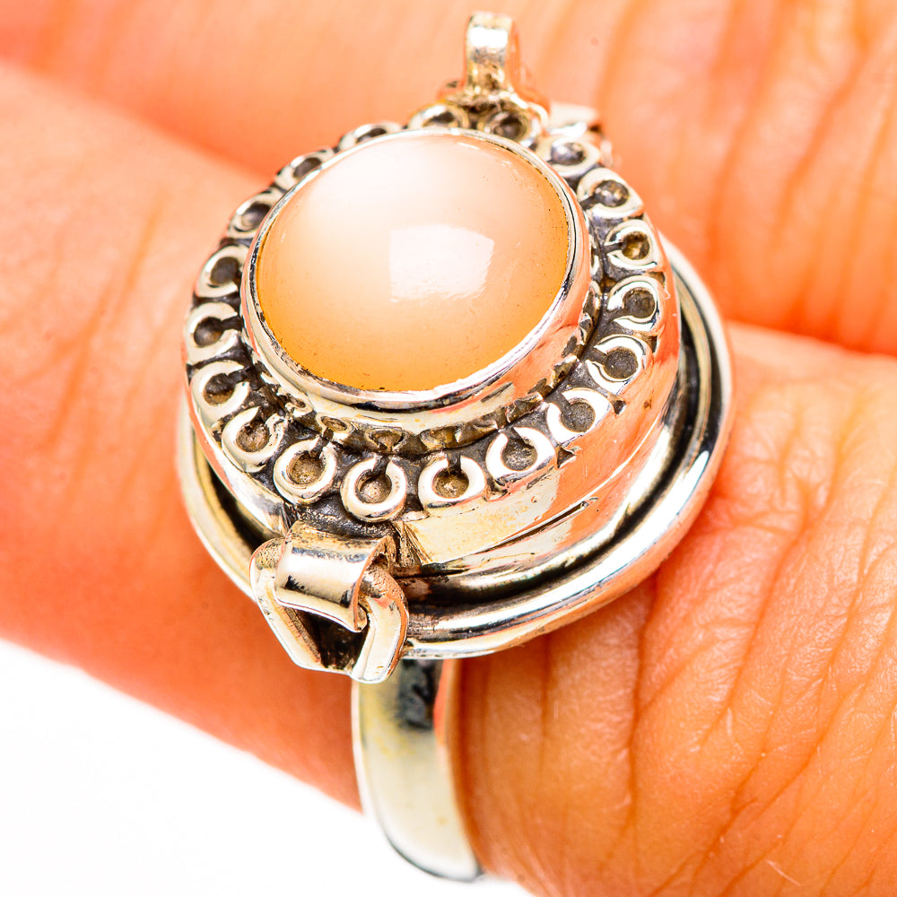 Peach Moonstone Rings handcrafted by Ana Silver Co - RING110762