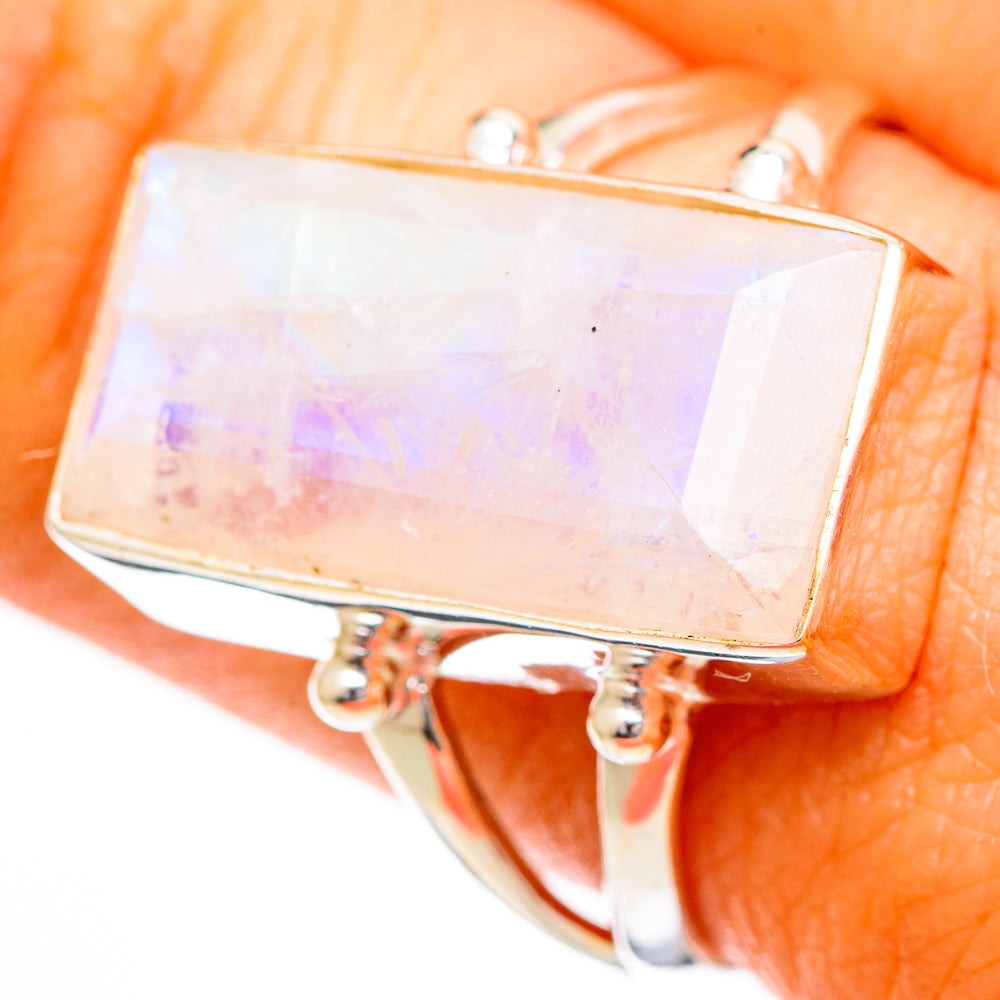 Rainbow Moonstone Rings handcrafted by Ana Silver Co - RING110775