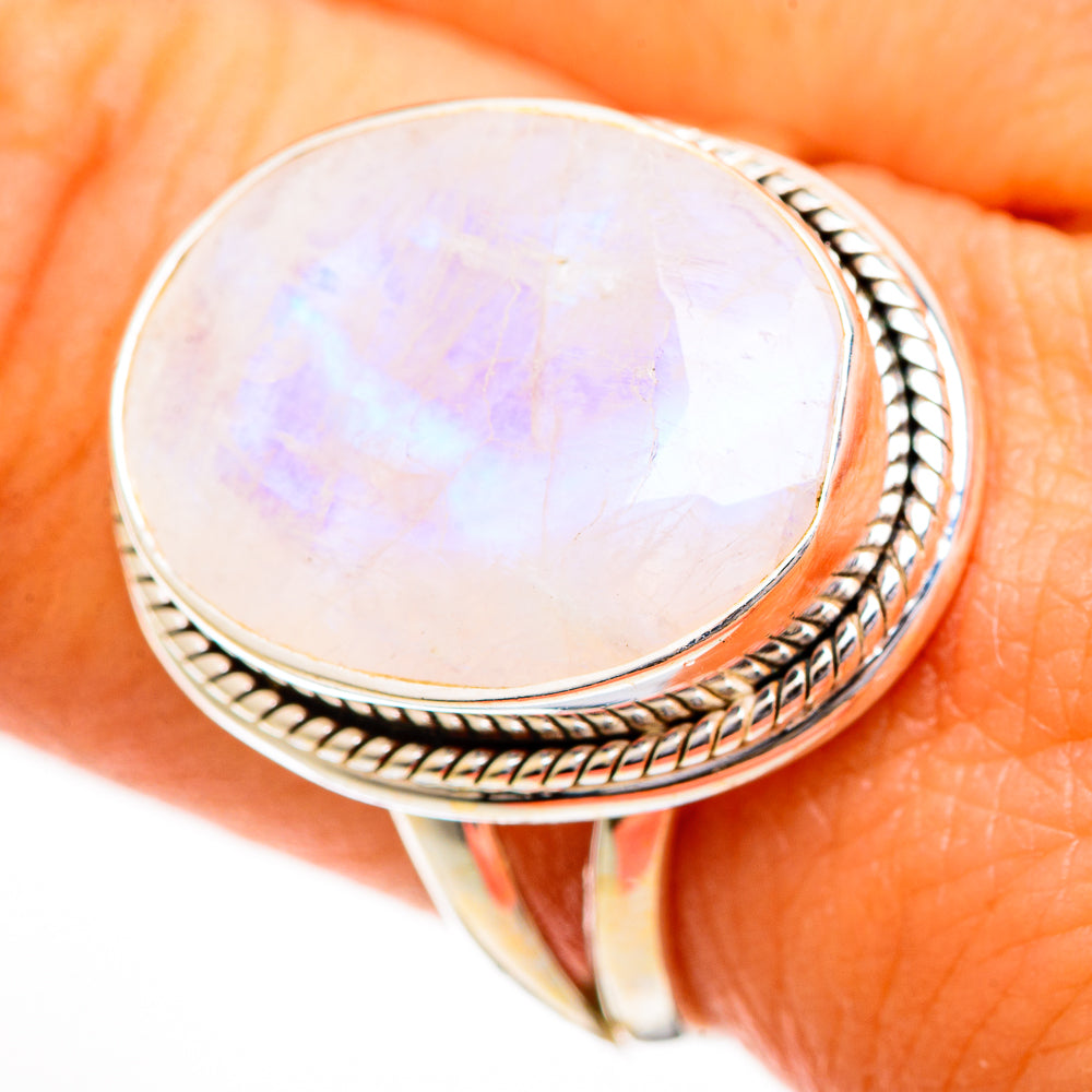 Rainbow Moonstone Rings handcrafted by Ana Silver Co - RING110776