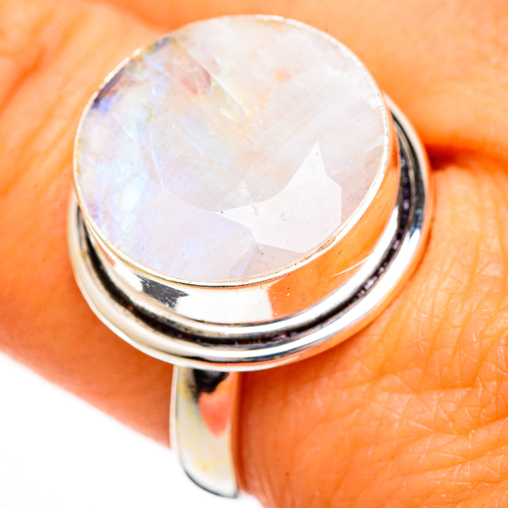 Rainbow Moonstone Rings handcrafted by Ana Silver Co - RING110777