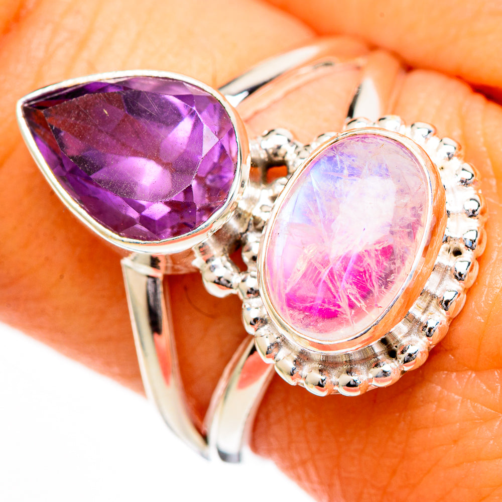 Pink Moonstone Rings handcrafted by Ana Silver Co - RING110779