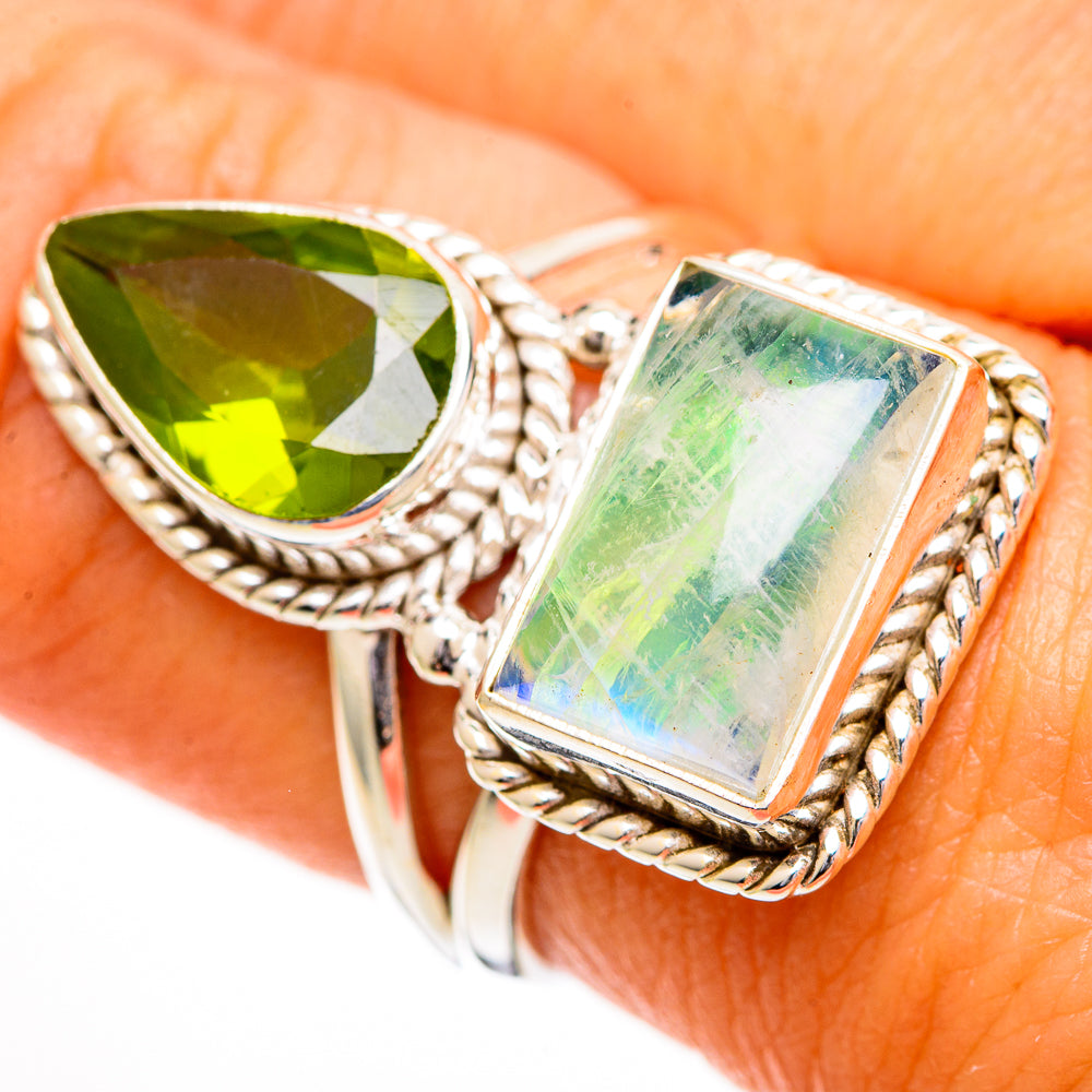 Green Moonstone Rings handcrafted by Ana Silver Co - RING110786