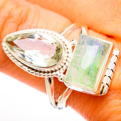 Green Moonstone Rings handcrafted by Ana Silver Co - RING110788