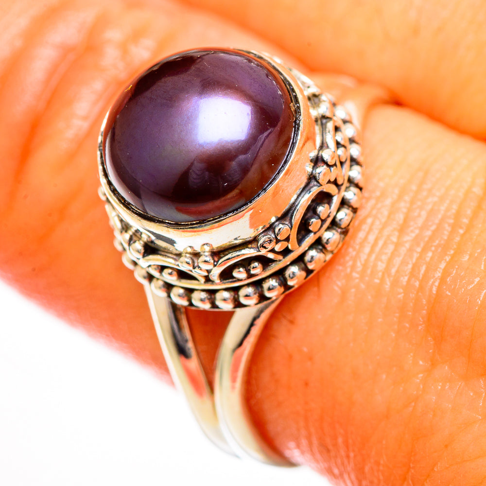 Titanium Cultured Pearl Rings handcrafted by Ana Silver Co - RING110796