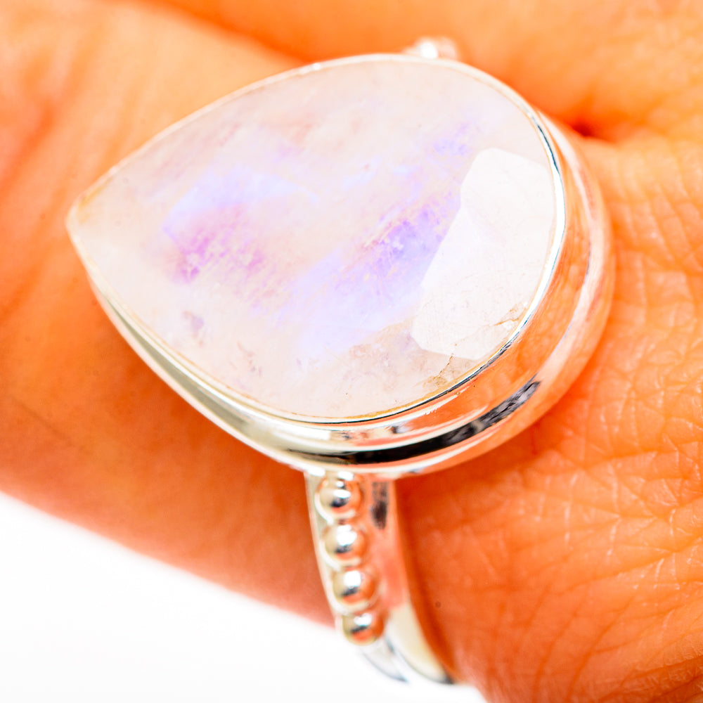 Rainbow Moonstone Rings handcrafted by Ana Silver Co - RING110802