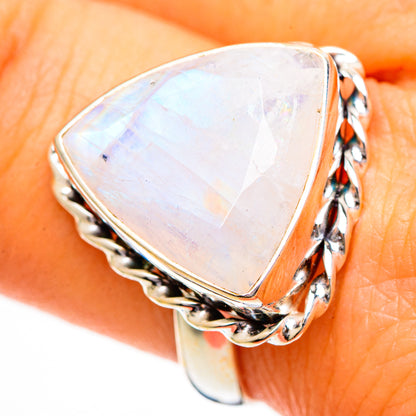 Rainbow Moonstone Rings handcrafted by Ana Silver Co - RING110804