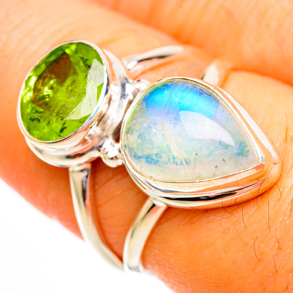 Green Moonstone Rings handcrafted by Ana Silver Co - RING110817