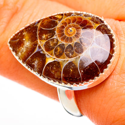 Ammonite Fossil Rings handcrafted by Ana Silver Co - RING110818