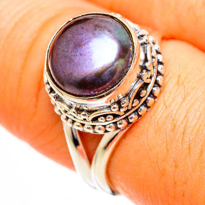 Titanium Cultured Pearl Rings handcrafted by Ana Silver Co - RING110823