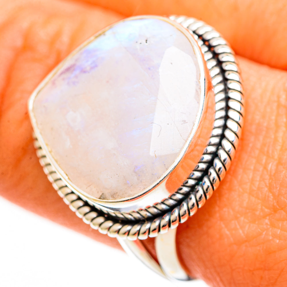 Rainbow Moonstone Rings handcrafted by Ana Silver Co - RING110826