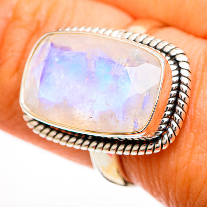Rainbow Moonstone Rings handcrafted by Ana Silver Co - RING110827