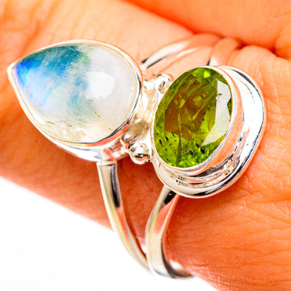 Rainbow Moonstone Rings handcrafted by Ana Silver Co - RING110839