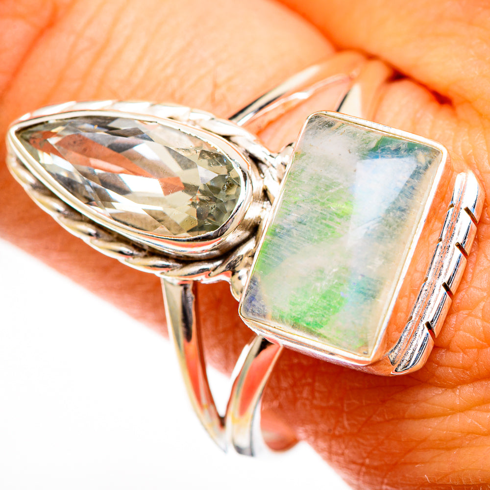 Green Moonstone Rings handcrafted by Ana Silver Co - RING110842