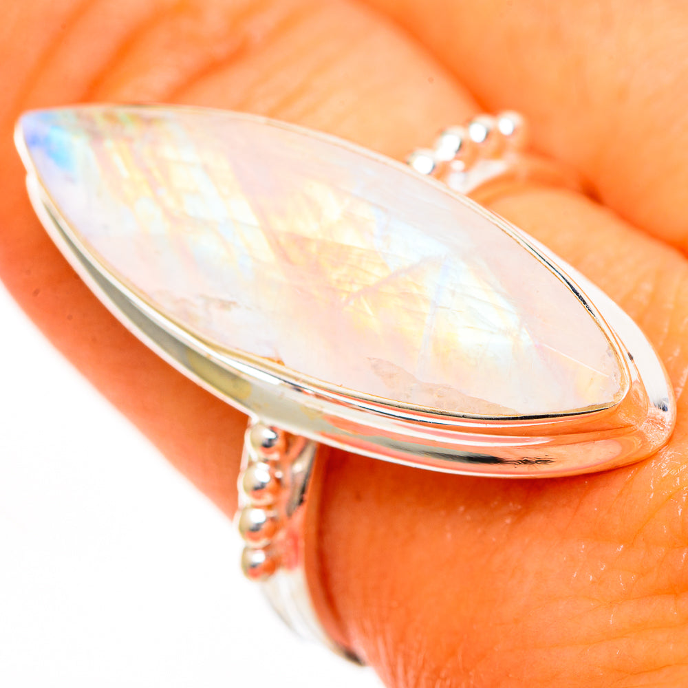 Rainbow Moonstone Rings handcrafted by Ana Silver Co - RING110860
