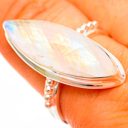 Rainbow Moonstone Rings handcrafted by Ana Silver Co - RING110860