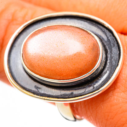 Peach Moonstone Rings handcrafted by Ana Silver Co - RING110892