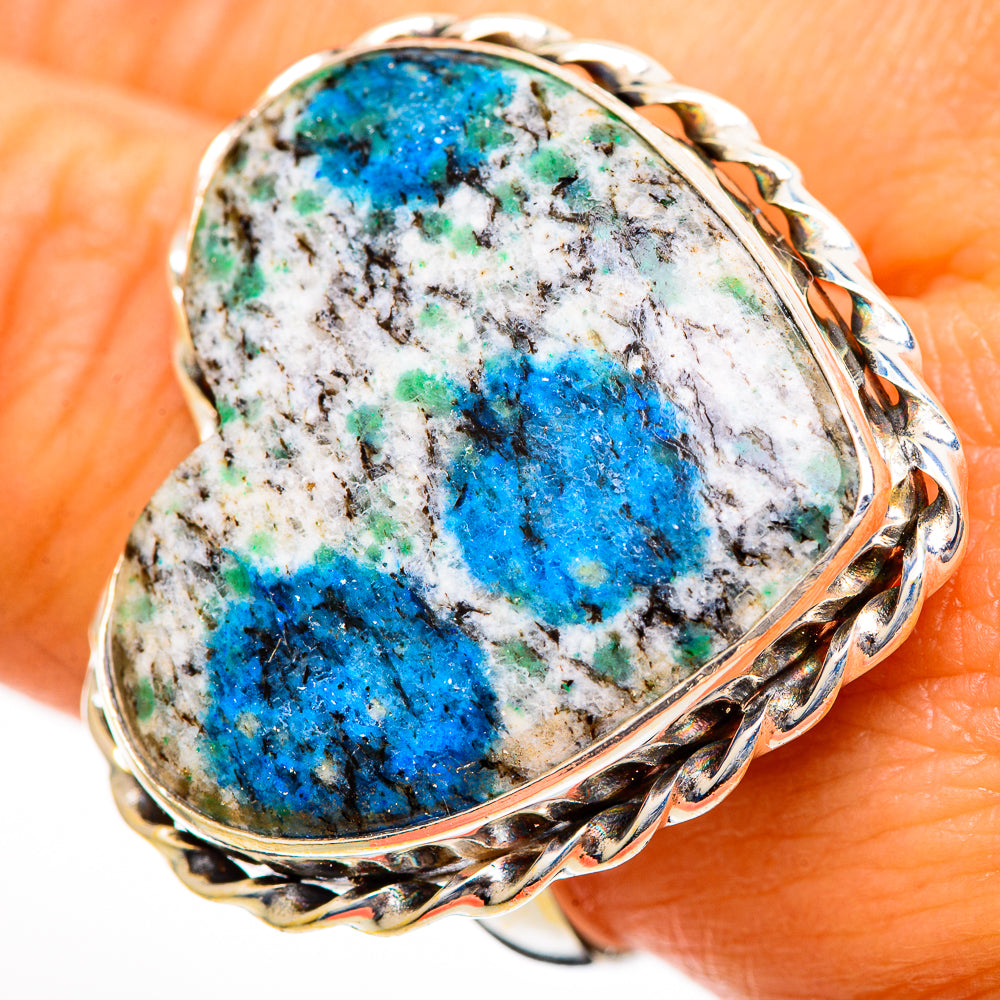 K2 Blue Azurite Rings handcrafted by Ana Silver Co - RING110920